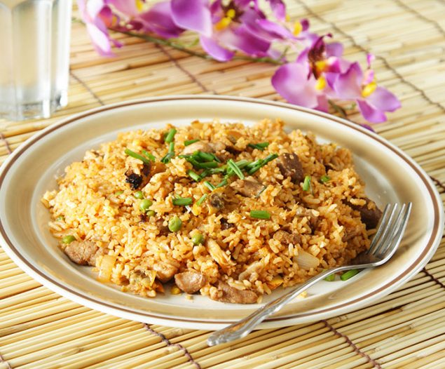 a plate of delicious oriental fried rice