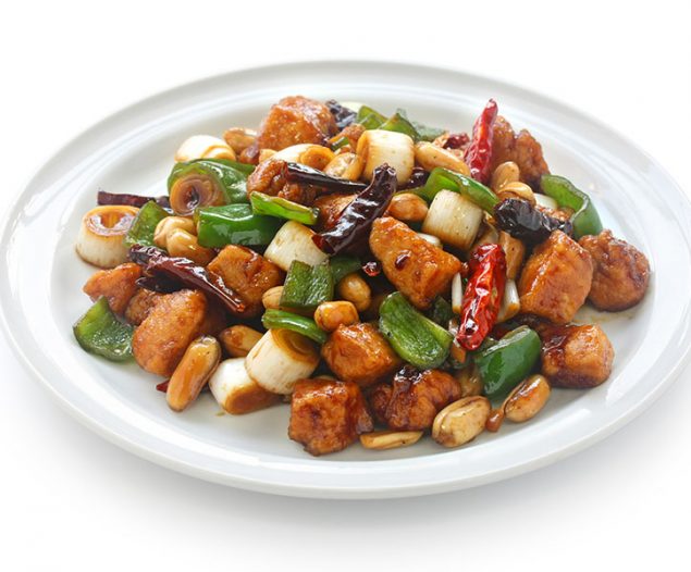 kung pao chicken, chinese food , on white  background